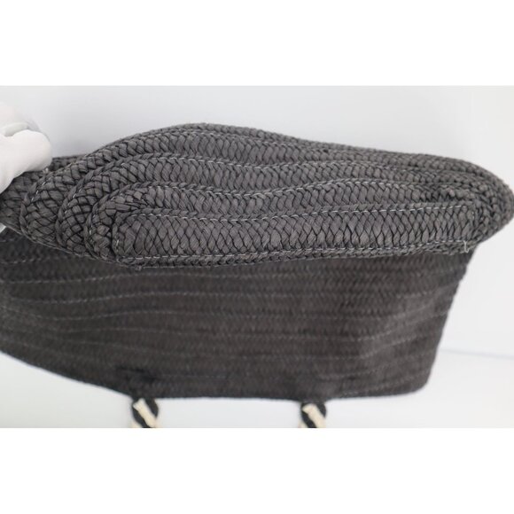 Rachel Zoe For Box Of Style Black & Beige Woven Straw Tote Bag With Braided Hand - Picture 6 of 9